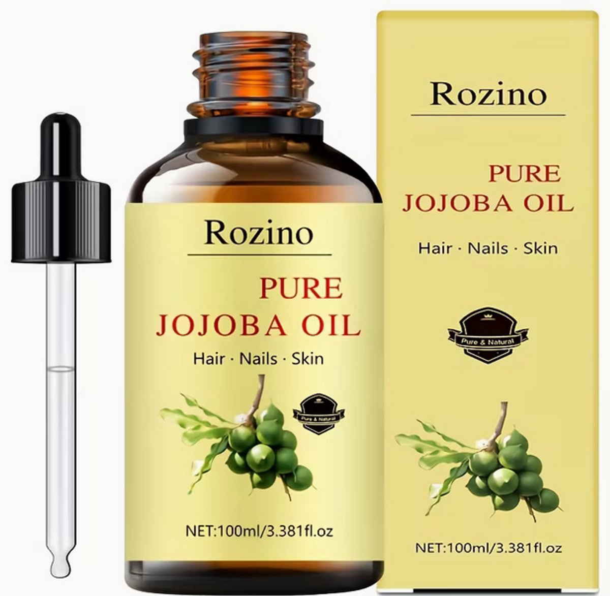 Rozino Jojoba Oil - 100% puur - Voor Haar,Nagels en Huidverzorging