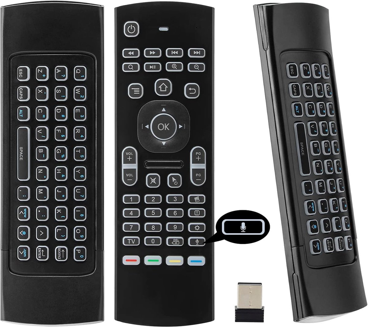 Draadloze Air Mouse met Mini Toetsenbord en Backlight - Universele Afstandsbediening voor Smart TV Box, HTPC & Mini PC