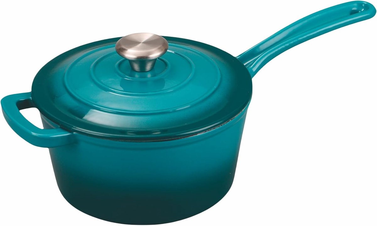 Gieten Pan met Deksel 19.2 cm Geëmailleerd Gietijzer voor Alle Fornuizen