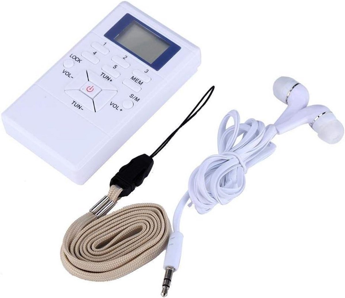 Draagbare Mini FM/AM Radio met LCD Scherm en Oortelefoon - Compact Zakformaat