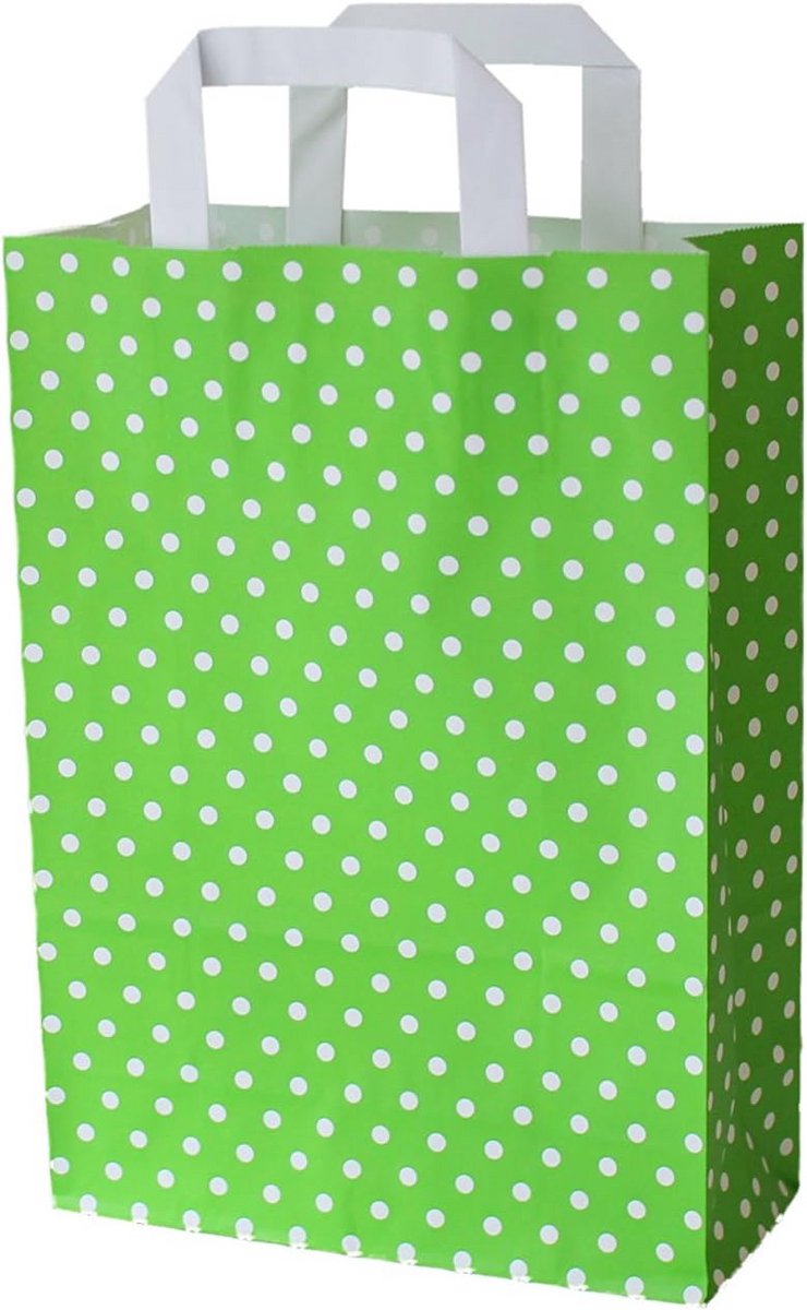 Set van 25 Groene Papieren Draagtassen met Platte Handvatten