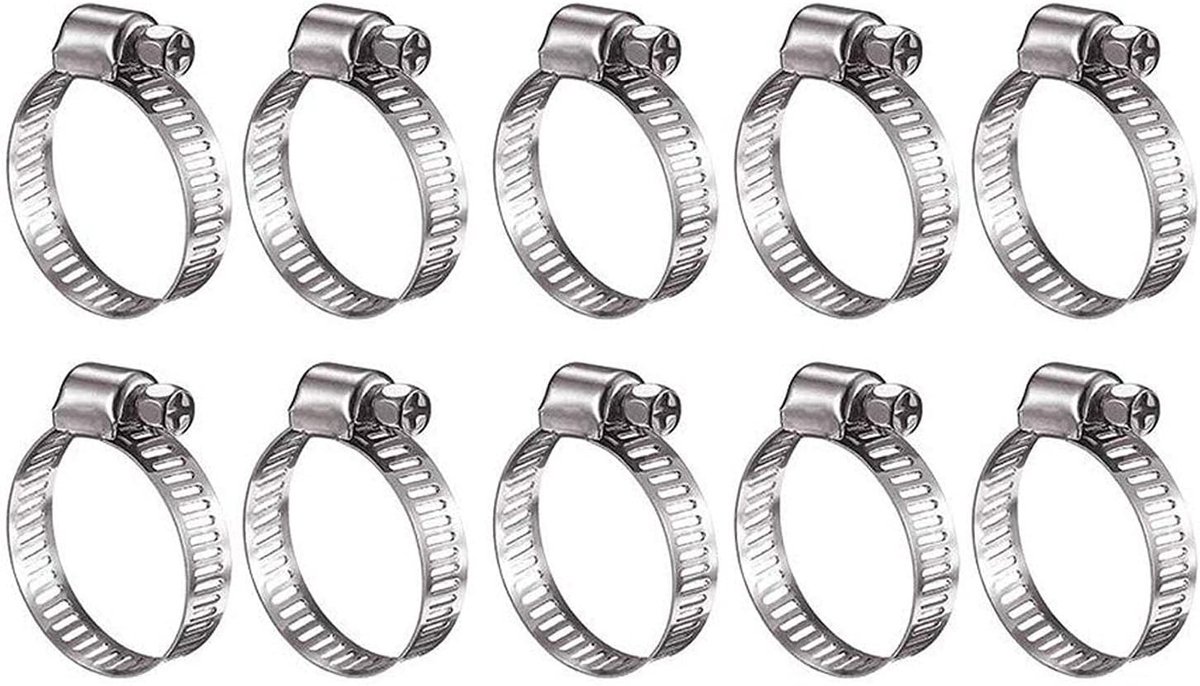 Allecto - Roestvrijstalen Slangklem - Stevige Slangklemmen - Geschikt voor Gasleidingen - 13–19mm - Flexibele Buizen - Voor Thuisgebruik - Zilver -...