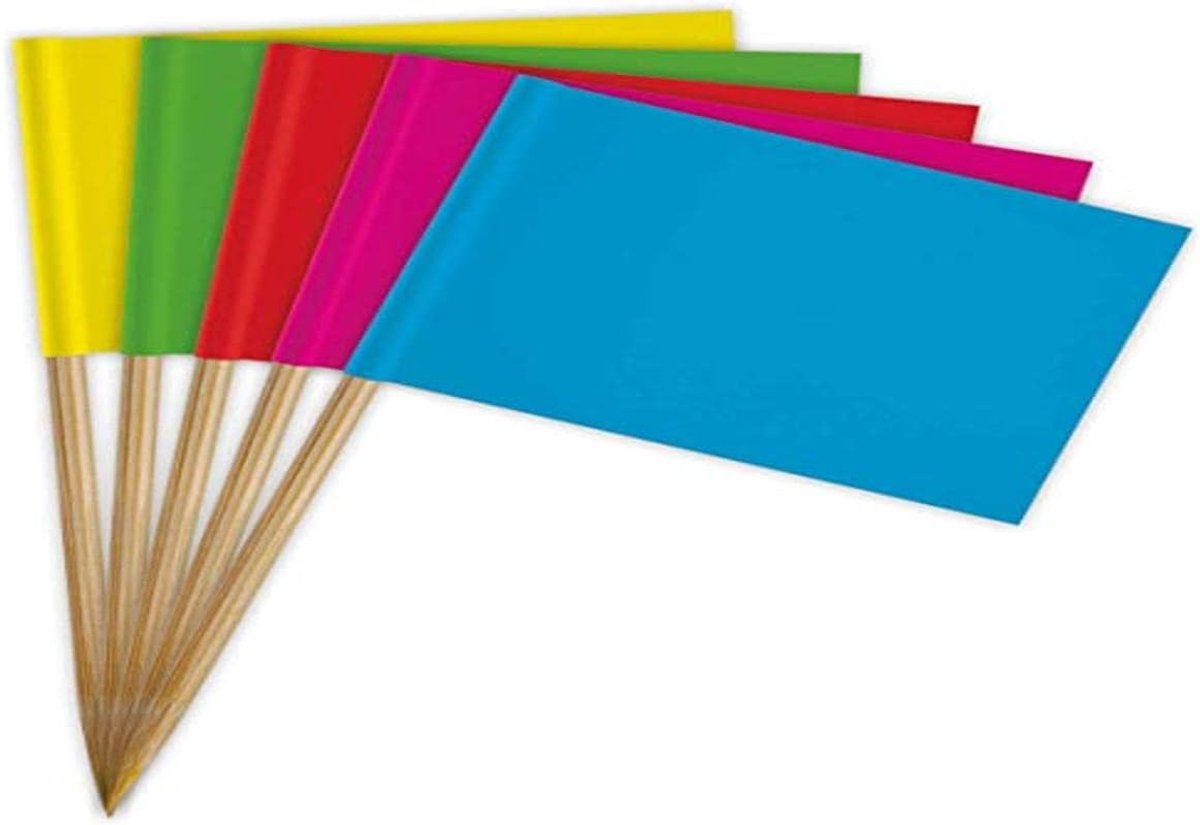 50 Stuks Feestprikkers Vlaggen Mix van Kleuren voor Taart en Hapjes