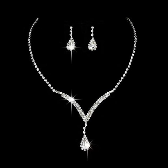 Sieradenset/Halsketting en oorbellen set TL07 Zilver