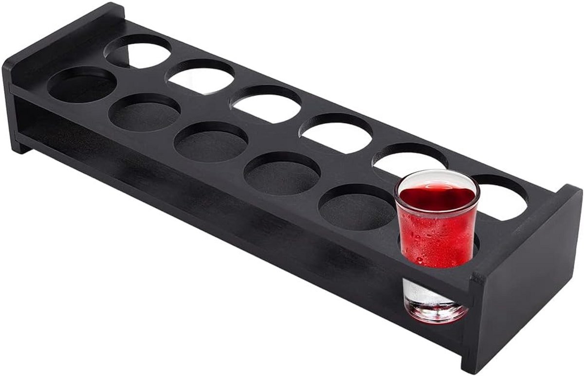 Bamboe Shotglazen Houder voor 12 Glazen - Presenteer Schoteltjes voor Feest en Bar