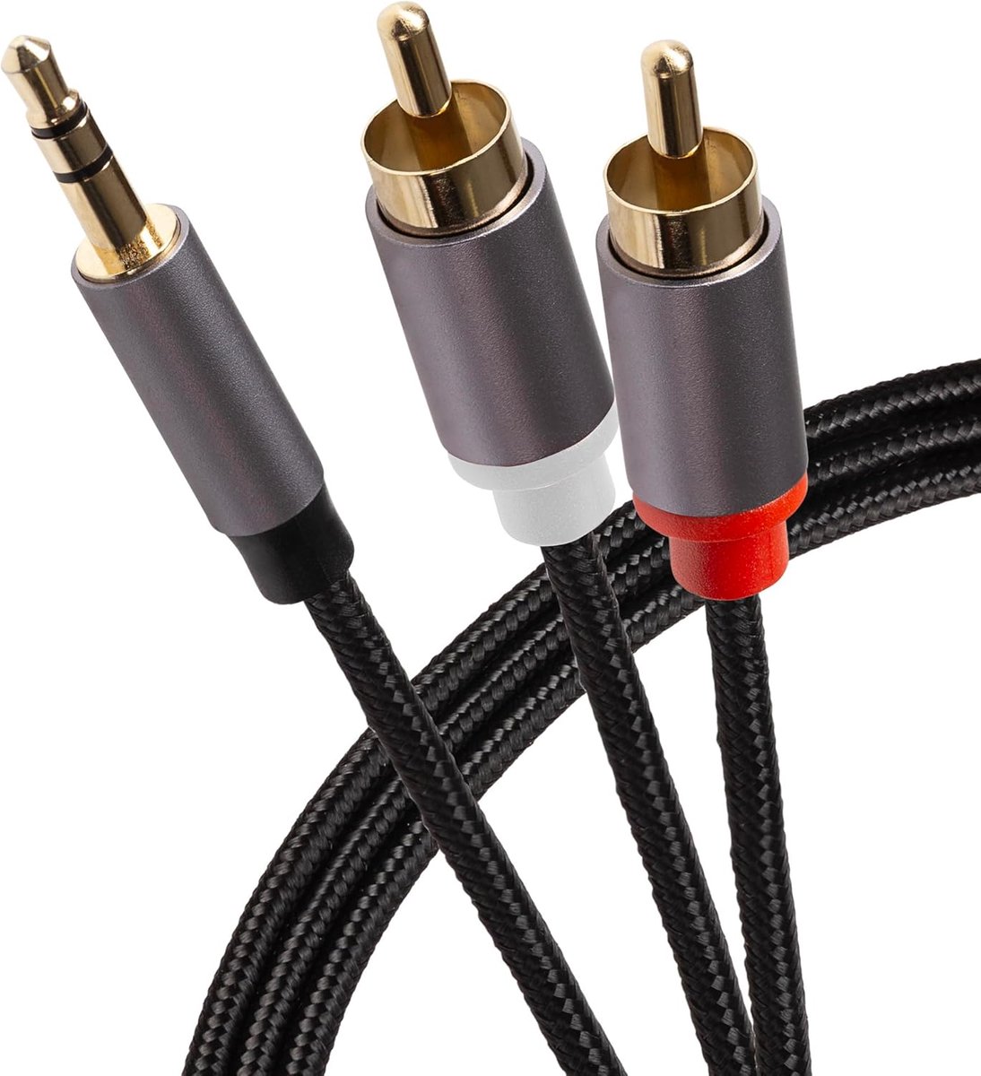 Stereo Audio Kabel - Aux naar RCA - Apparaten Verbinden - Gevlochten Duurzaamheid - 5 Meter