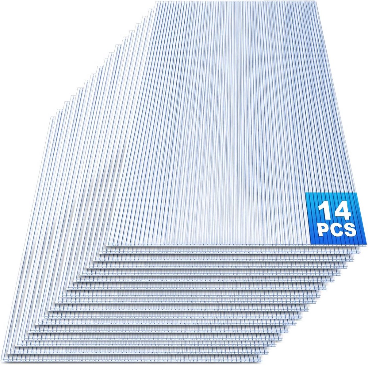 Set van 14 Transparante Polycarbonaat Platen 4mm Dik 10,25 m² voor Kas of Tuinkas
