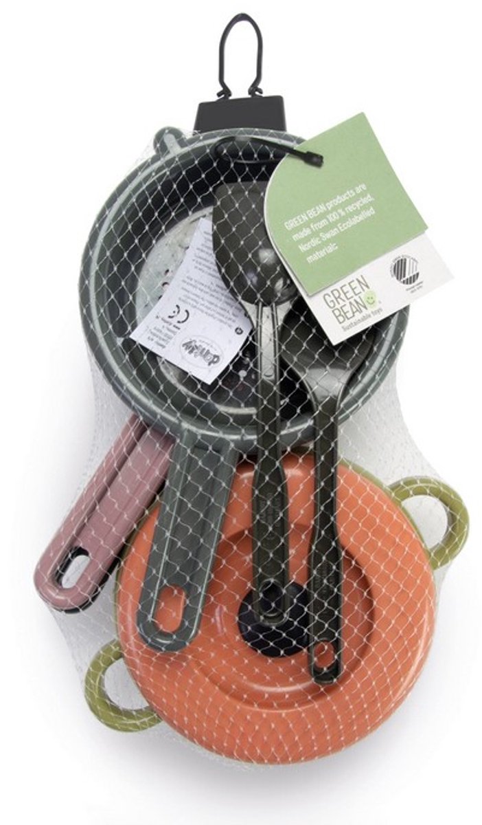 Dantoy Green Bean pannenset speelgoedkeuken 7-delig multicolor. — afbeelding 8