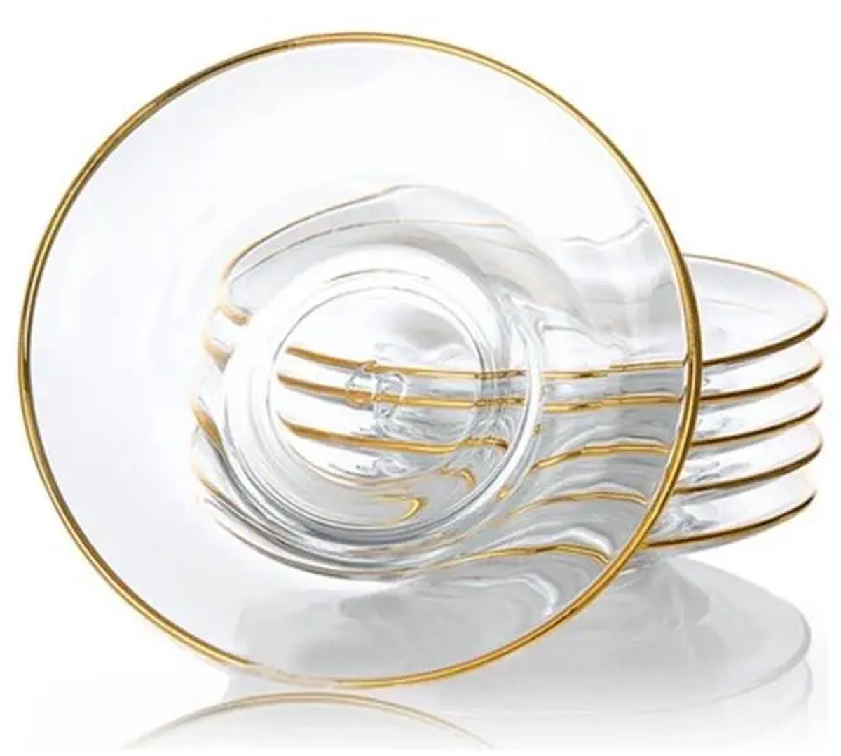 Pasabahce - theeschotel set - Üsküdar - glas - wit - set van 6 ronde onderzetters 10 cm