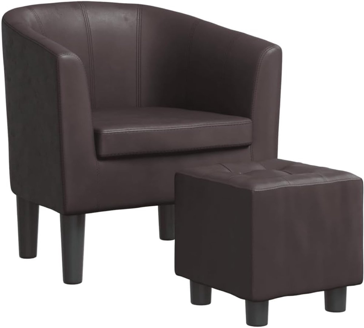 Fauteuil met Voetenbank - Stoel Relaxstoel - Ontspannen Zitten - Durable PU Leer - Niet gespecificeerd - Bruin
