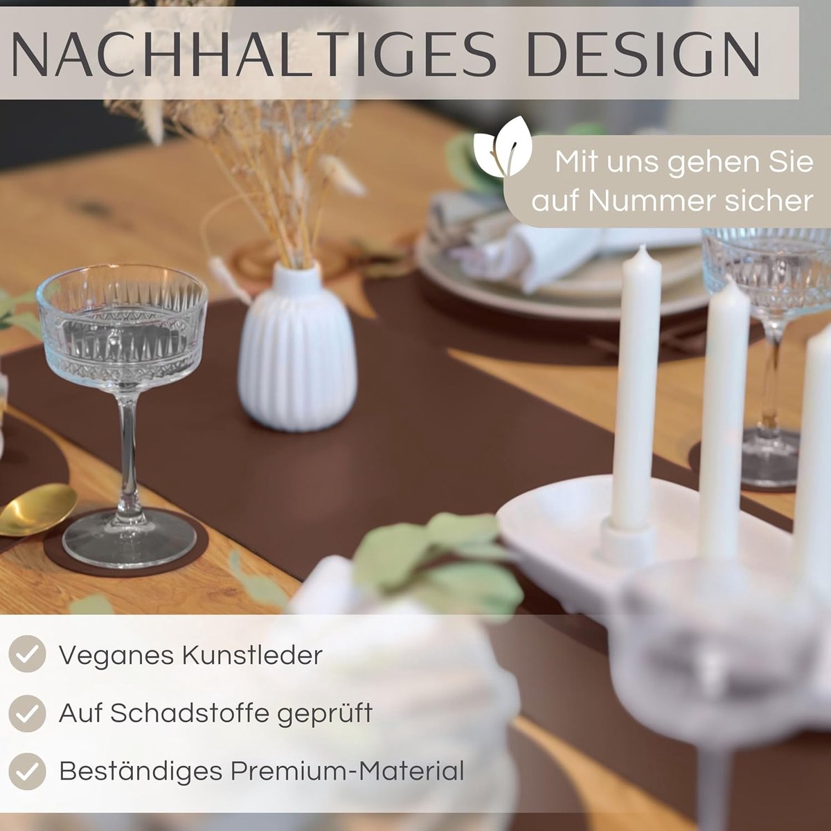 Waterdichte Tafelloper Imitatieleer Afwasbaar Tafelband in Lederlook