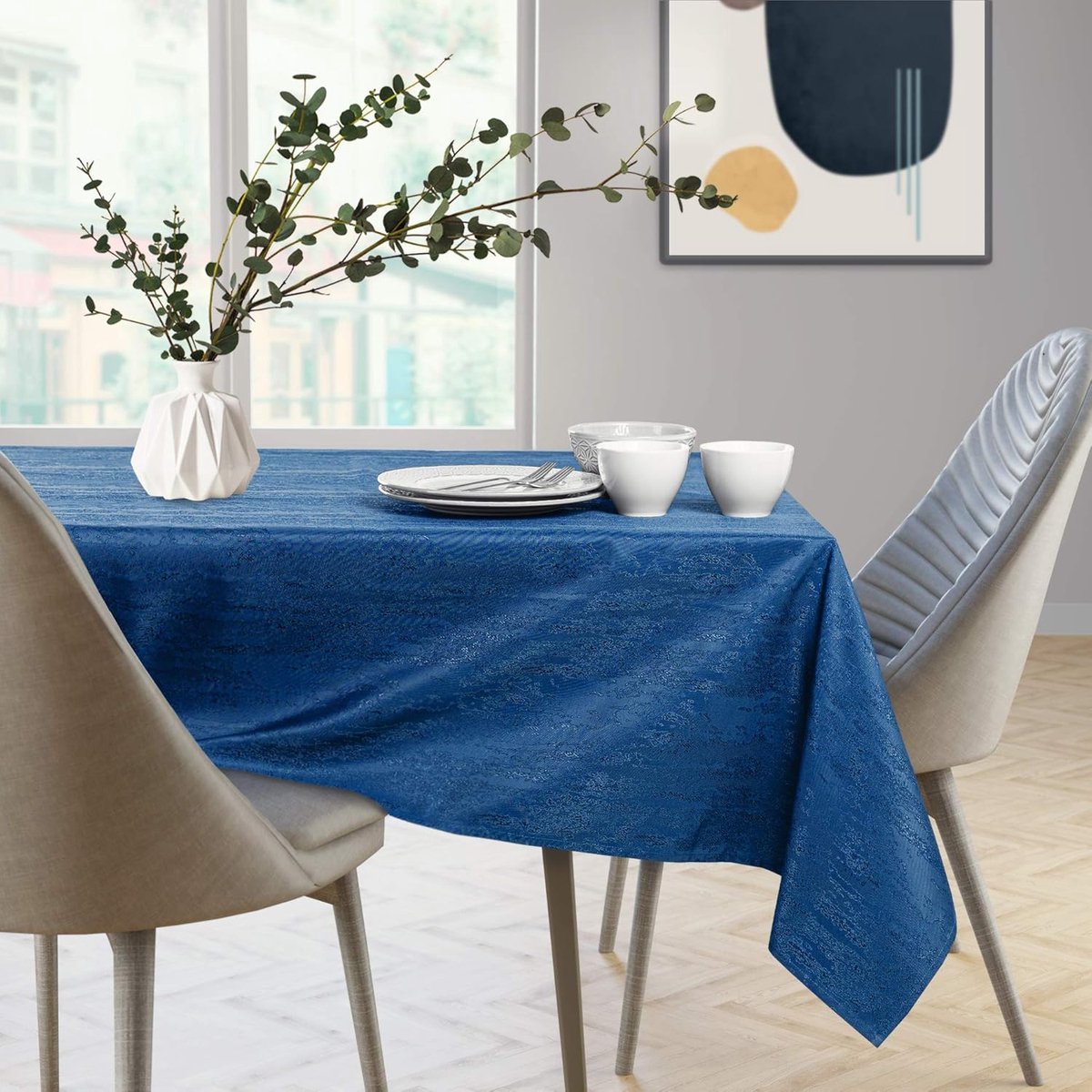 Set van 2 Donkerblauwe Tafellopers 35x200 cm en 115x200 cm - Waterafstotend