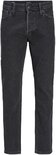 Zwarte jeans met knoopsluiting en vijf zakken.