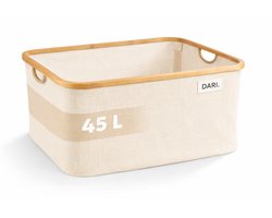 DARI. Opvouwbare Wasmand 45L – Heupwasmand – Wasmanden – Opbergmand – Wasbox – Bamboe – Beige