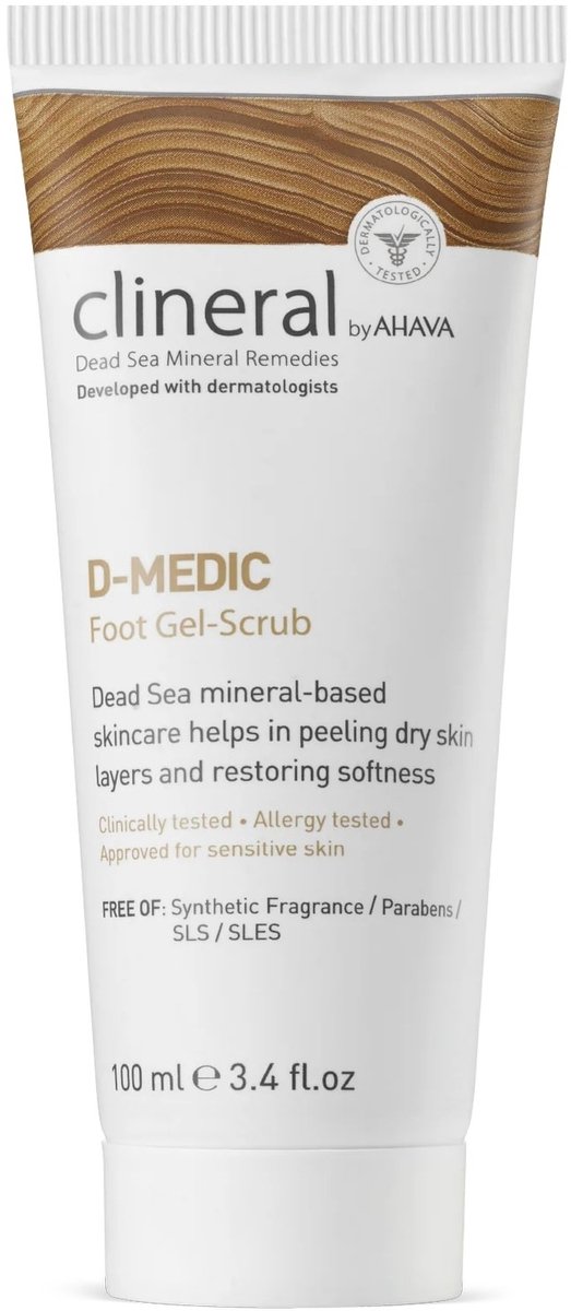 AHAVA CLINERAL D-MEDIC Voet Gel-Scrub - Verwijdert Dode Huidcellen en Herstelt - Speciaal voor Diabetesgerelateerde Voetproblemen - Hydrateert en Verzacht | Voetverzorging voor mannen & vrouwen - 100ml