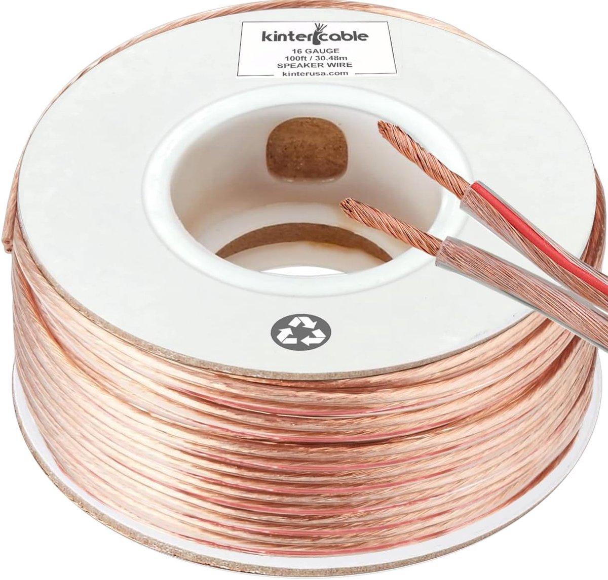 Luidsprekerdraad - Audiokabel stereo - Thuisbioscoop aansluiten - Gemarkeerde polariteit - 305 meter 14 gauge - Helder