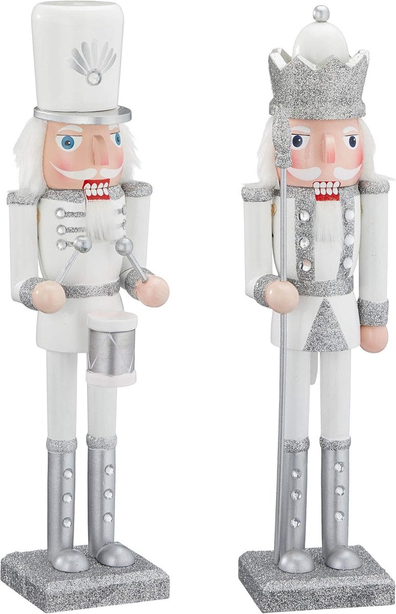 Houten Notenkraker Koning met Trommel - Kerstdecoratie Figuur 38 cm - Saksisch Stijl