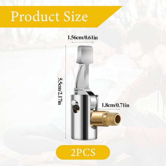 Ventieladapter Set - Hefboomstekker Banden - Banden Oppompen - 2 Stuks Legering — afbeelding 2