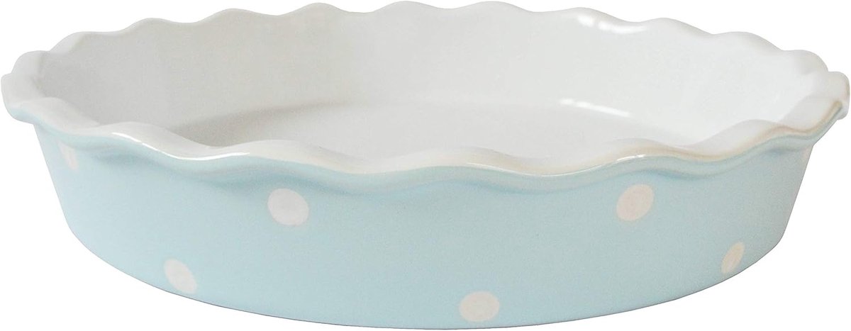 Ronde Keramische Ovenschaal Blauw met Stippen - 26.5 cm Diameter