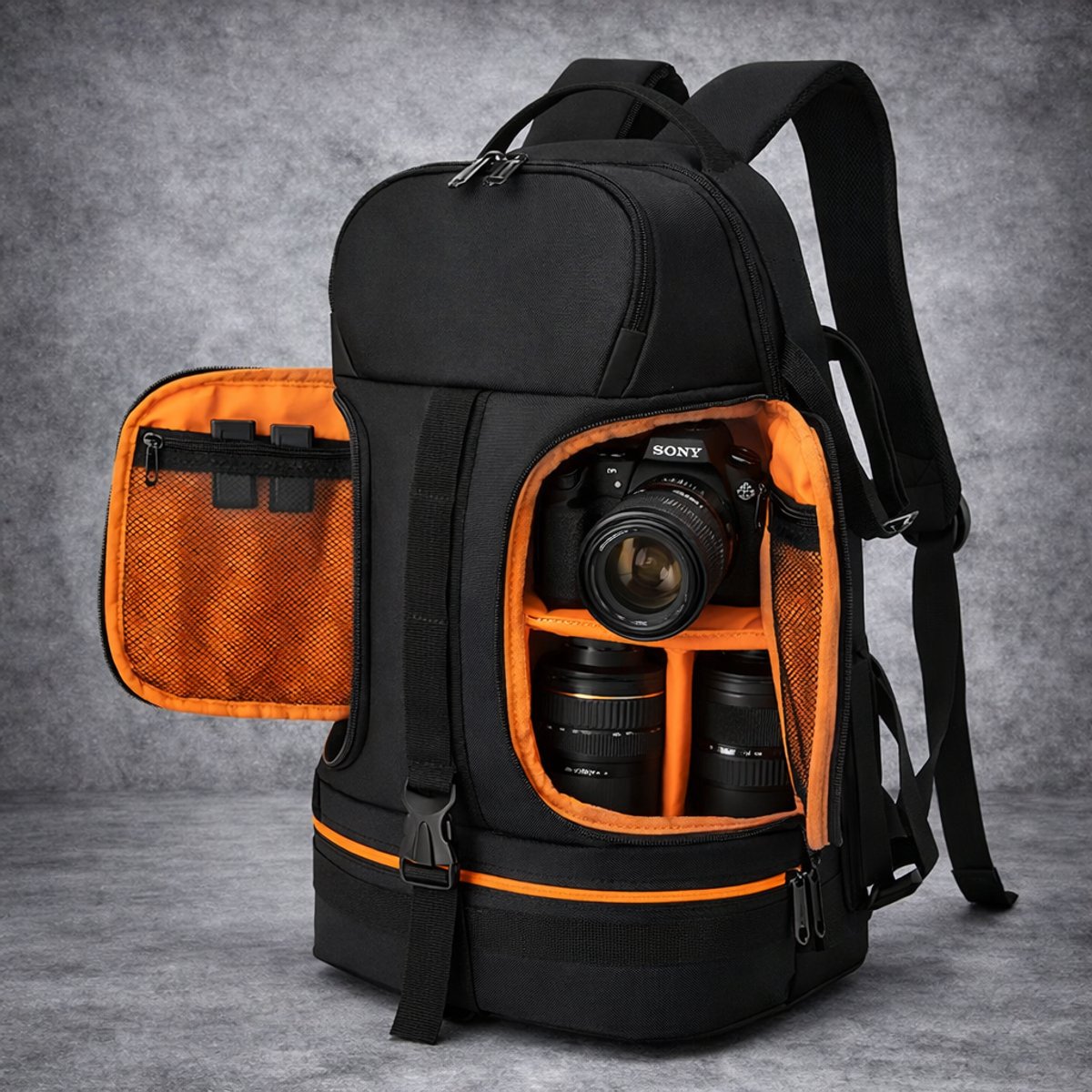 Camerarugzak - Fotografie Rugzak voor DSLR - Lens - Camera Backpack met Laptopvak 15.6 inch - Statiefhouder - Waterafstotend - Oranje