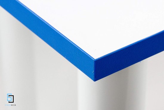 Ergonomisch Gaming Bureau met LED Verlichting voor PC en Thuiswerkplek, Wit/Blauw — afbeelding 3
