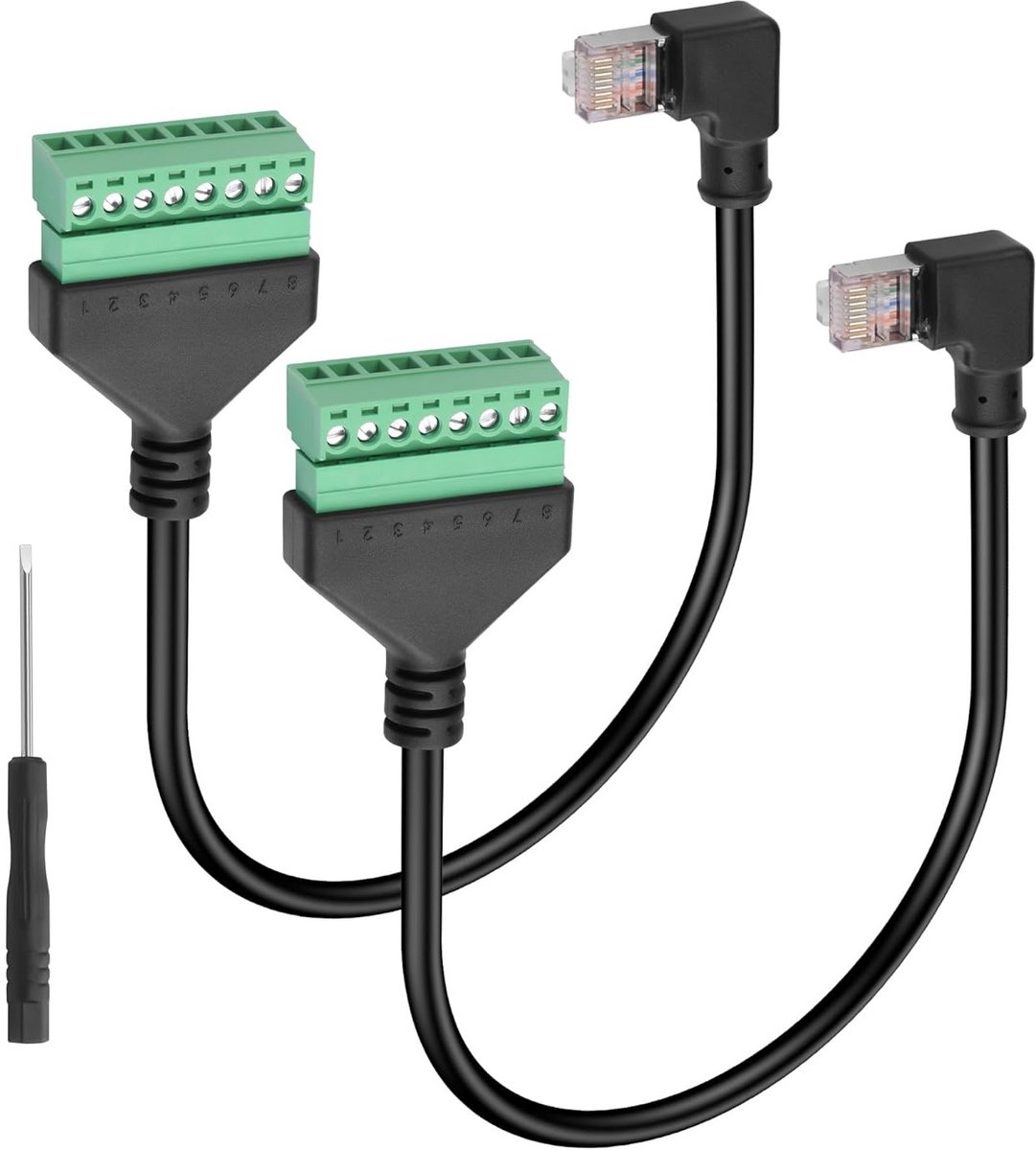 2x 90 Graden Cat6e RJ45 Verlengstuk met Schroefklem - Ethernet Adapter