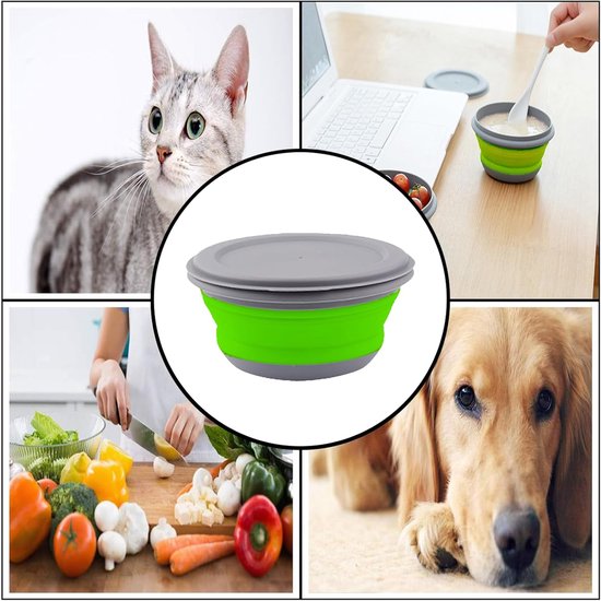 Opvouwbare Kom - Kampeerkommen Set - Buiten Eten - Drie Delige Set - Tot 19cm Diameter - Mos Groen — afbeelding 4
