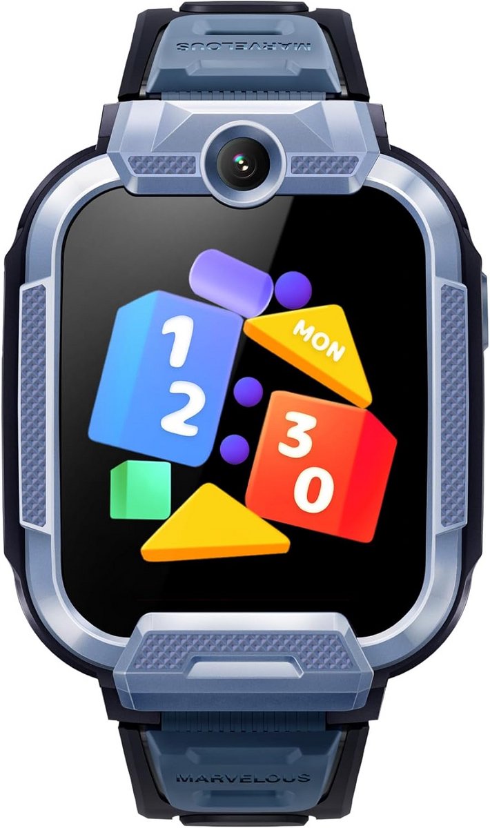 Kindersmartwatch - Veiligheids horloge - Veilige communicatie - Dubbele camera GPS - 169 inch display - Blauw