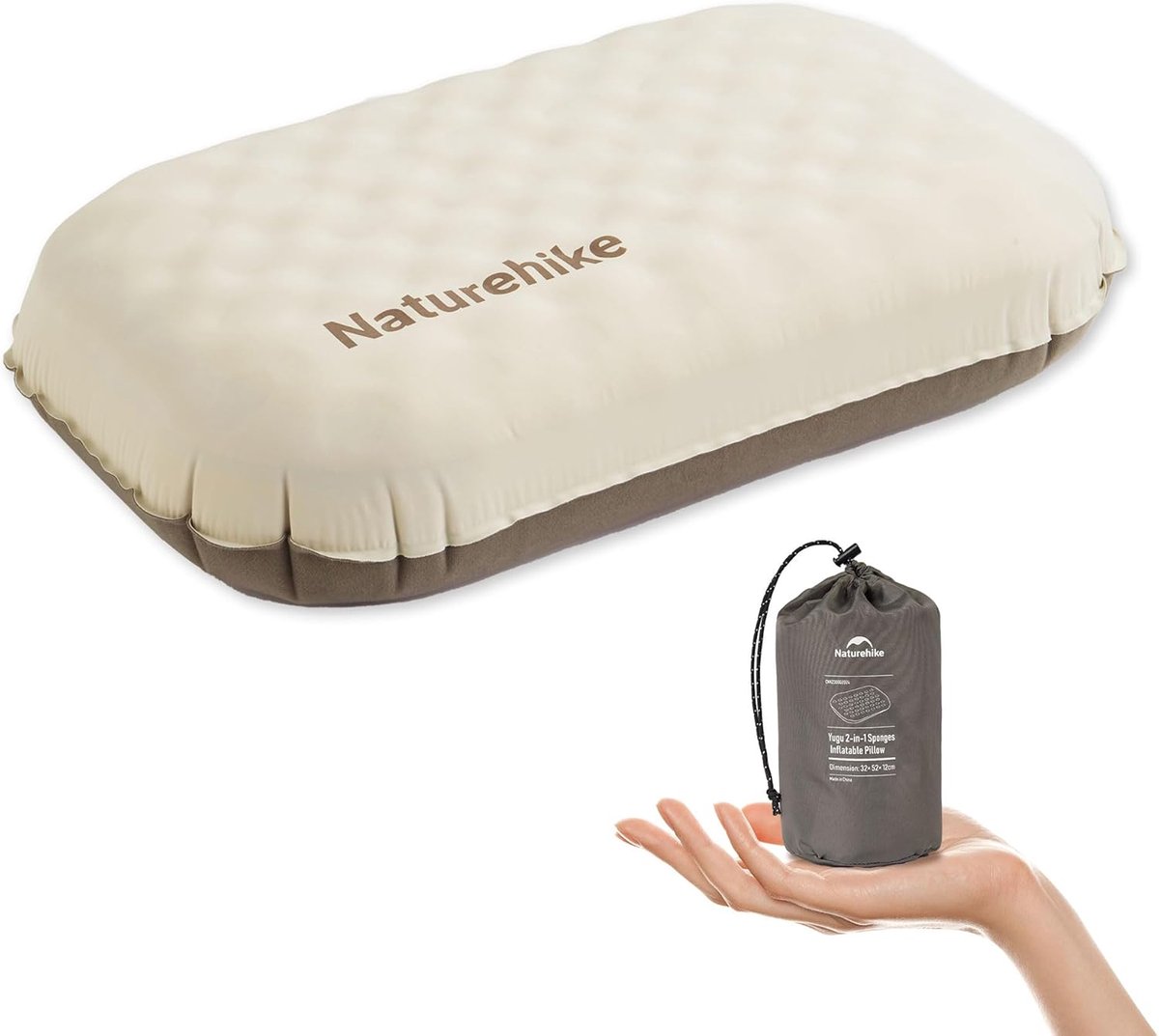 Opblaasbaar Kampeerkussen - Reiskussen Slaapkussen - Comfortabel Slapen - Ergonomische Neksteun - Verstelbare Hoogte - Bruin