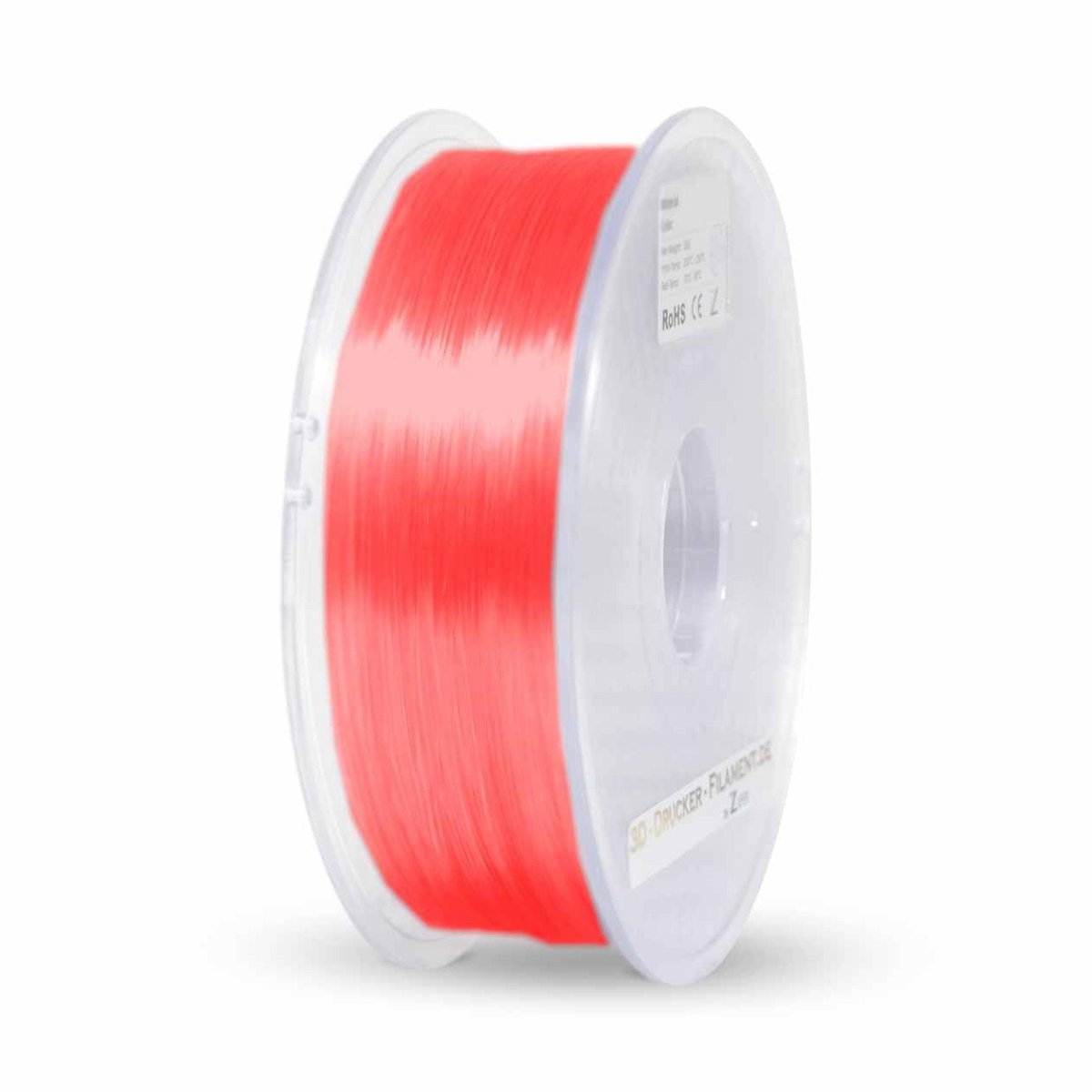PLA Filament - 3D Print Materiaal - Objecten Printen - 24 Maanden Garantie - 1.75mm 1KG - Transparant Rood