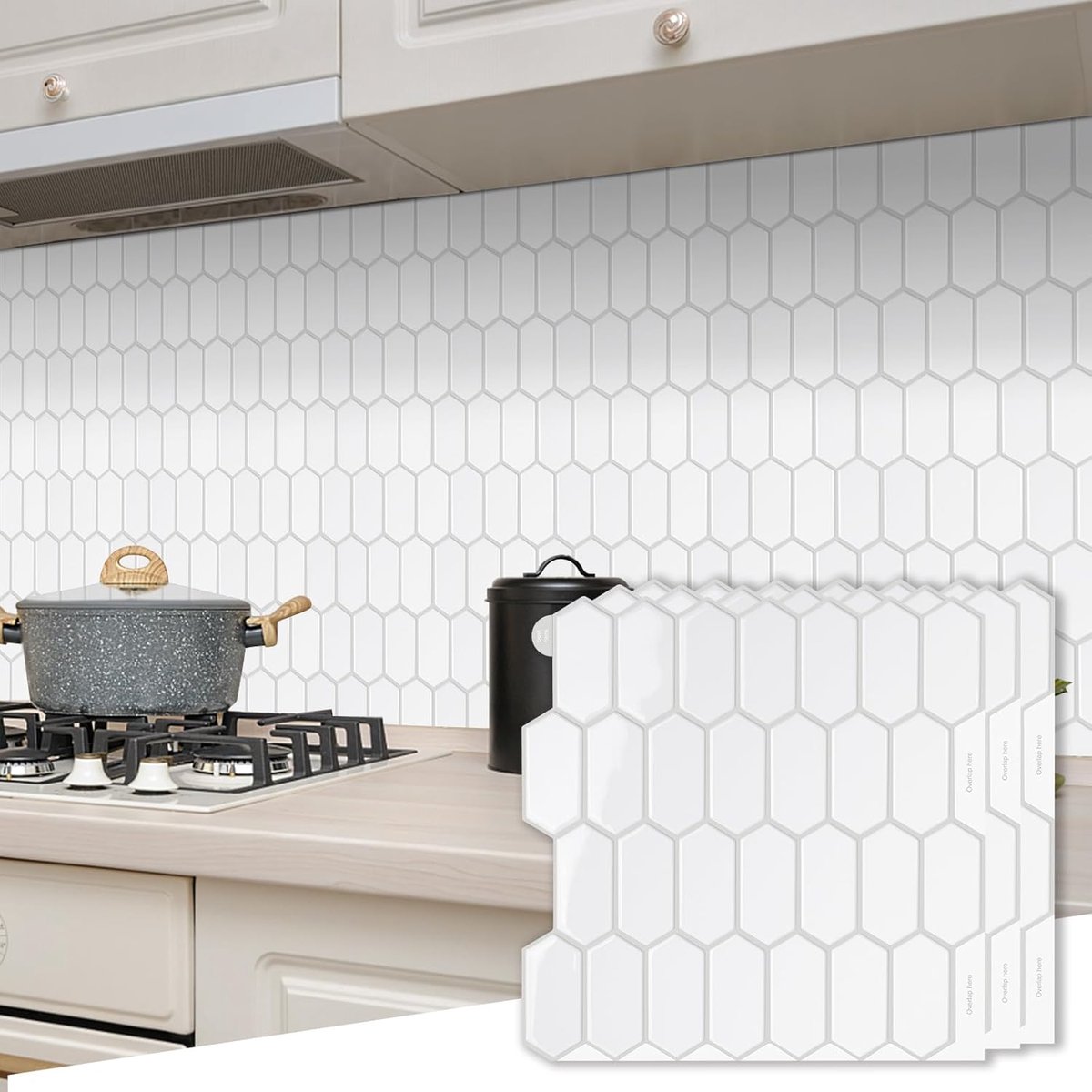 3D Zelfklevende Wandtegels Zeshoekig - 10 Vellen Plak Tegels voor Keuken en Badkamer Backsplash