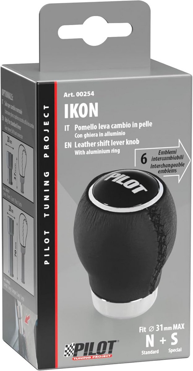 Schakelpook Knop - Versnellingspook Cover - Auto Interieur - 6 Verwisselbare Emblemen - 290 gram - Zwart — afbeelding 2
