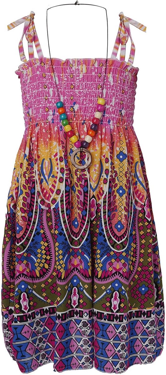 Bohemian Meisjes Zomerjurk met Bloemenprint - Ideaal voor Strand en Vakantie