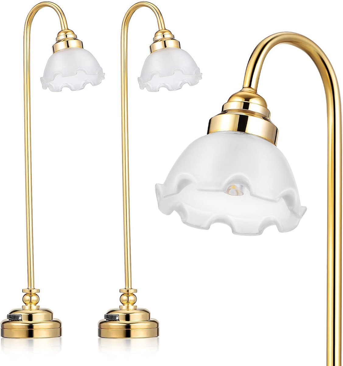 Miniatuur Lampjes - Poppenhuis Verlichting - Poppenhuis Decoratie - Schaal 1:12 - 10.5 x 2.5 x 1.5 cm - Goud