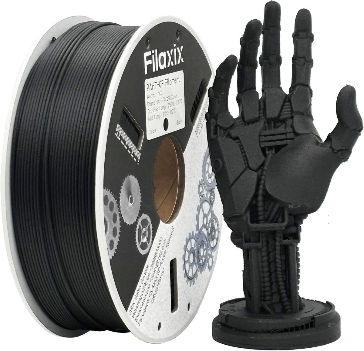 PAHT-CF Koolstofvezel Versterkt Nylon 3D Printer Filament voor Hoge Sterkte Zwart