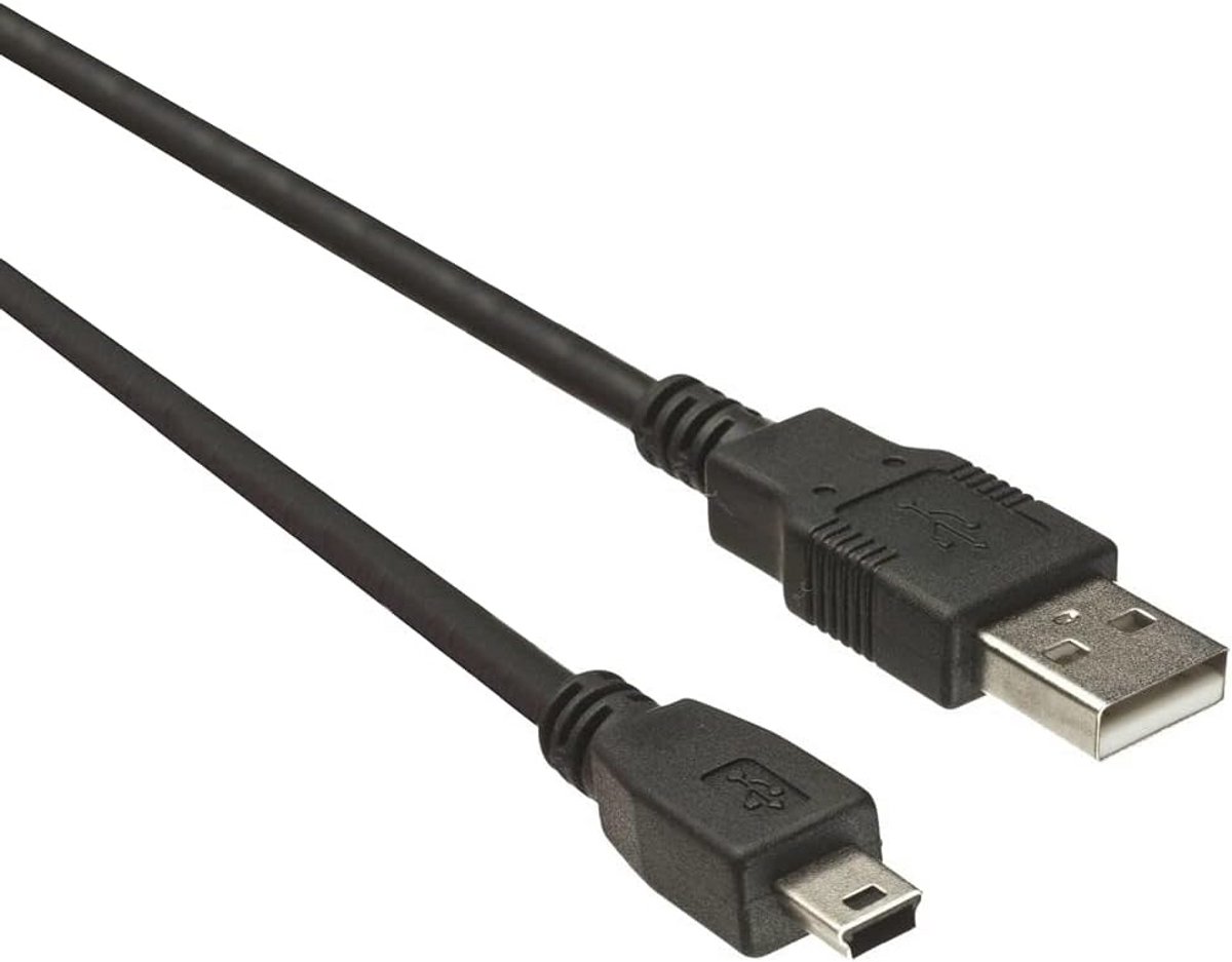USB 2.0 Kabel A naar Mini B 5-polig 0.5 meter - Geschikt voor Camera, GPS en Externe Schijf