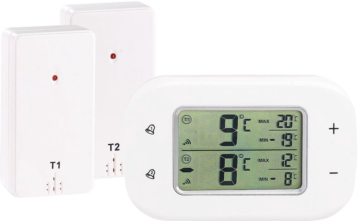 Draadloze Koelkast- en Vrieskastthermometer met 2 Sensoren en Alarmfunctie