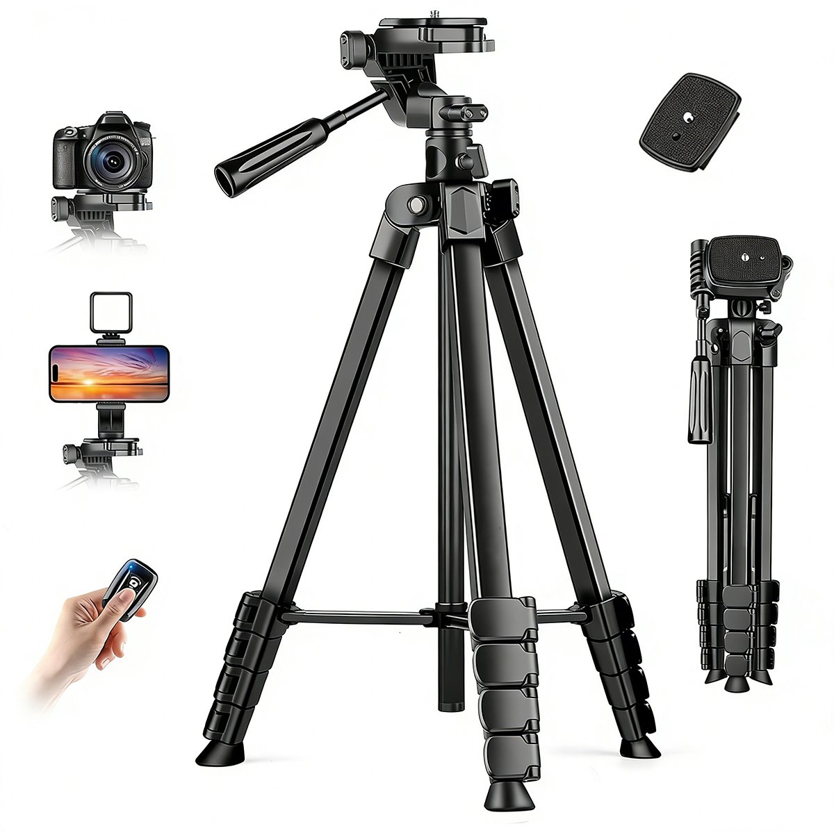 Fokelyi Camera Statief 172cm - Aluminium Tripod met Bluetooth