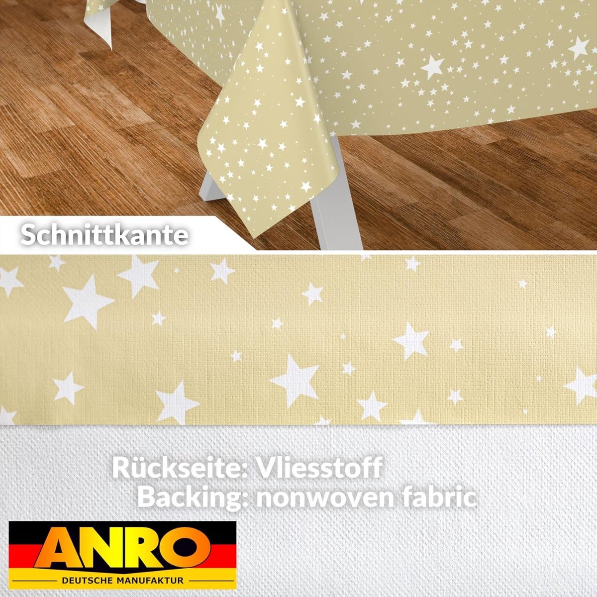 Wasdoek Tafelkleed Beige Sterrenpatroon Waterafstotend 180x140 cm