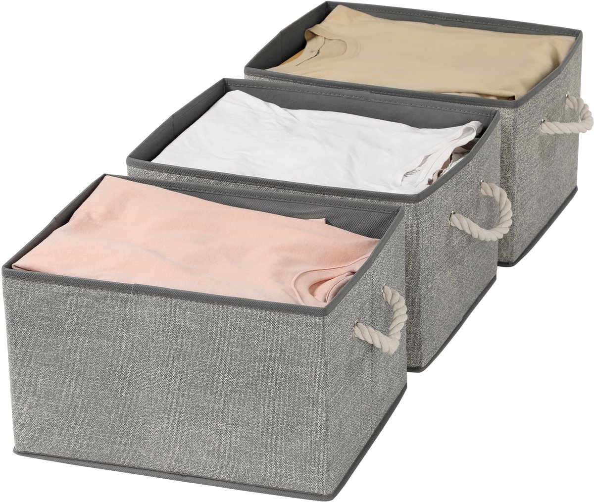 SONGMICS - Opbergbox - Opbergdoos - Set van 3 - Stoffen Boxen zonder Deksel - Met Handgrepen