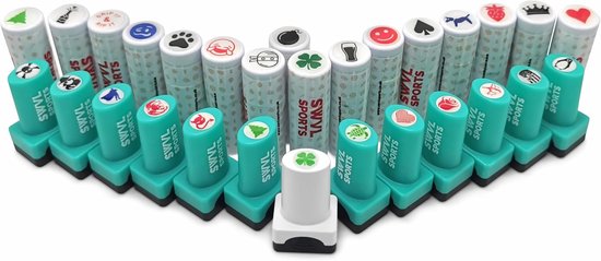 Golfbal Stempel Marker met Diverse Vrolijke Gezichten en Emoji's - Waterdicht — afbeelding 4
