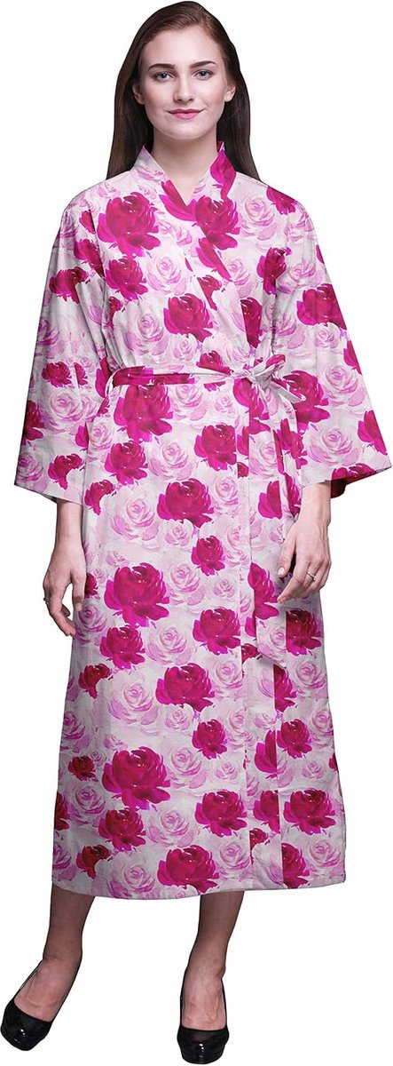 Lange Katoenen Badjas met Print voor Dames - Ideaal als Bruidsmeisje Geschenk