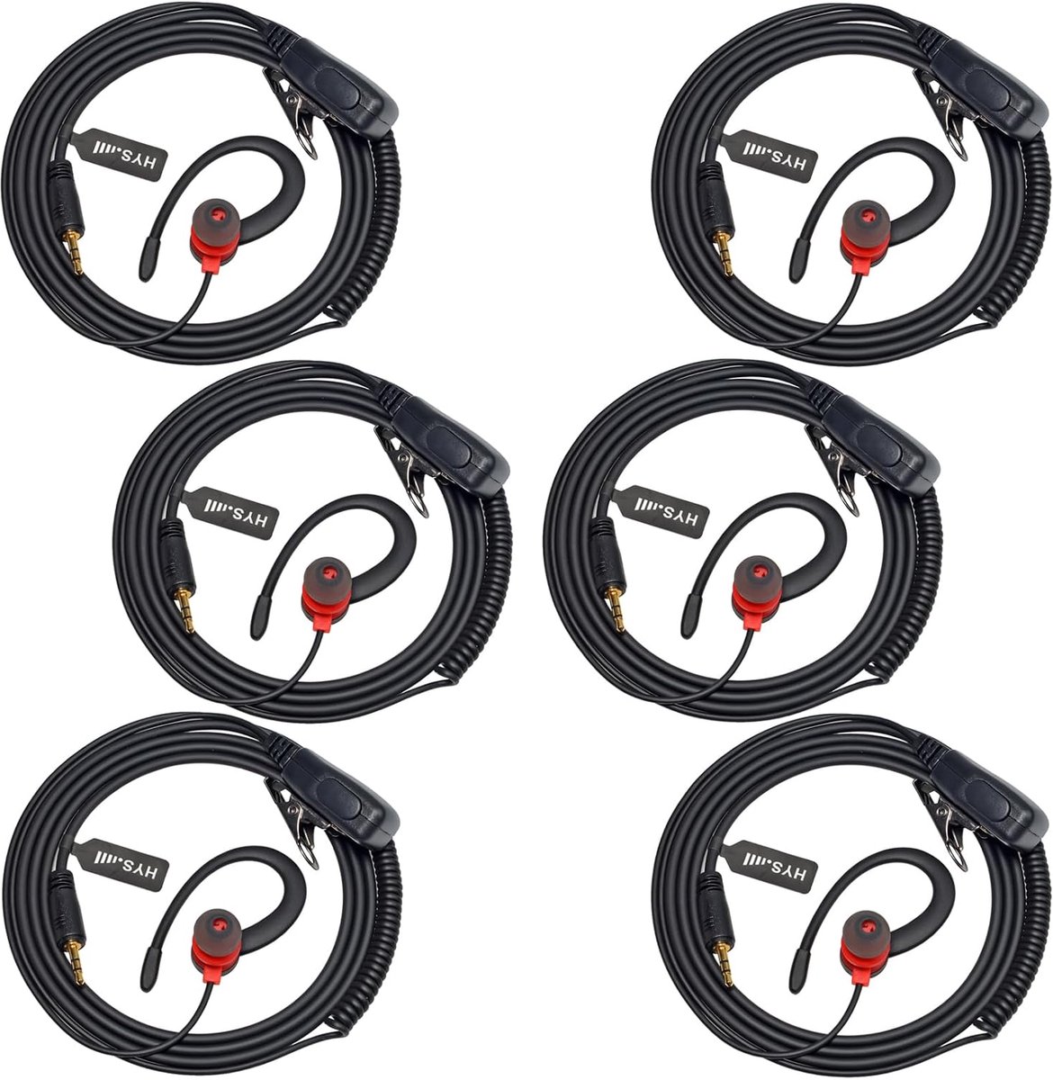 Walkie-Talkie Oortje met Microfoon en PTT-knop voor MicroTalk Headsets (6-pack)