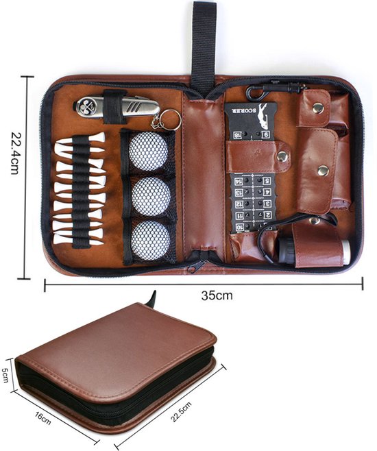 Alles-in-één golftas voor het opbergen van golfclubs - Golftas voor gereedschap - Accessoires niet inbegrepen - Bruin - 22,5*16*5 cm - Golfaccessoiretas - Golfopbergtas - Onmisbaar voor golf - Opbergdoos voor golfclubset van Merkloos — afbeelding 2