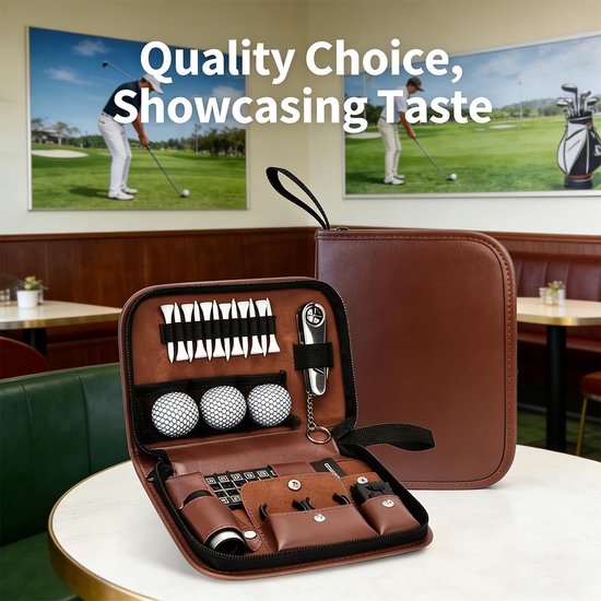 Alles-in-één golftas voor het opbergen van golfclubs - Golftas voor gereedschap - Accessoires niet inbegrepen - Bruin - 22,5*16*5 cm - Golfaccessoiretas - Golfopbergtas - Onmisbaar voor golf - Opbergdoos voor golfclubset van Merkloos — afbeelding 5