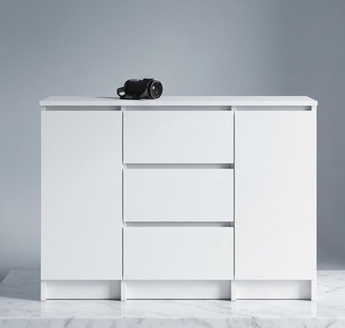 Luxe ladekast en opbergbox - 3 lades en 2 deuren met 4 planken - Moderne box voor woonkamer, slaapkamer of hal - 101 x 76 x 35 cm - Met Gelamineerd-Casa Serena – Casa Dorada