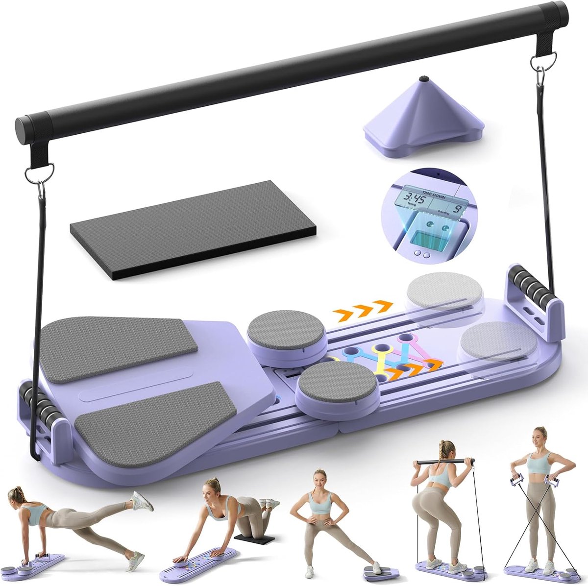 Pilatesbord - Fitness trainer - Thuis workout - Multifunctioneel ontwerp - Opvouwbaar - Zwart