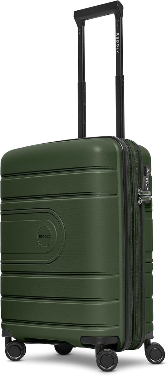 Handbagage Koffer - Reis Koffer - Vakantie Reizen - Uitzetbaar Volume - 56cm Hoog - Olijfgroen