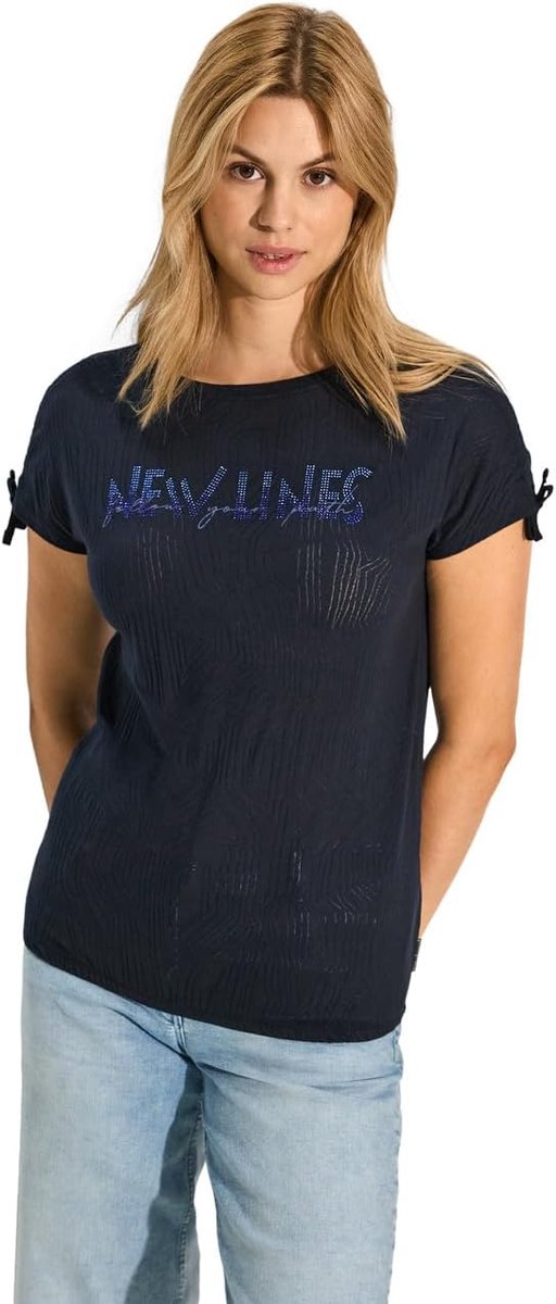 Dames T-shirt - Zomershirt Top - Casual Outfit - Burn-out Patroon - Boothals