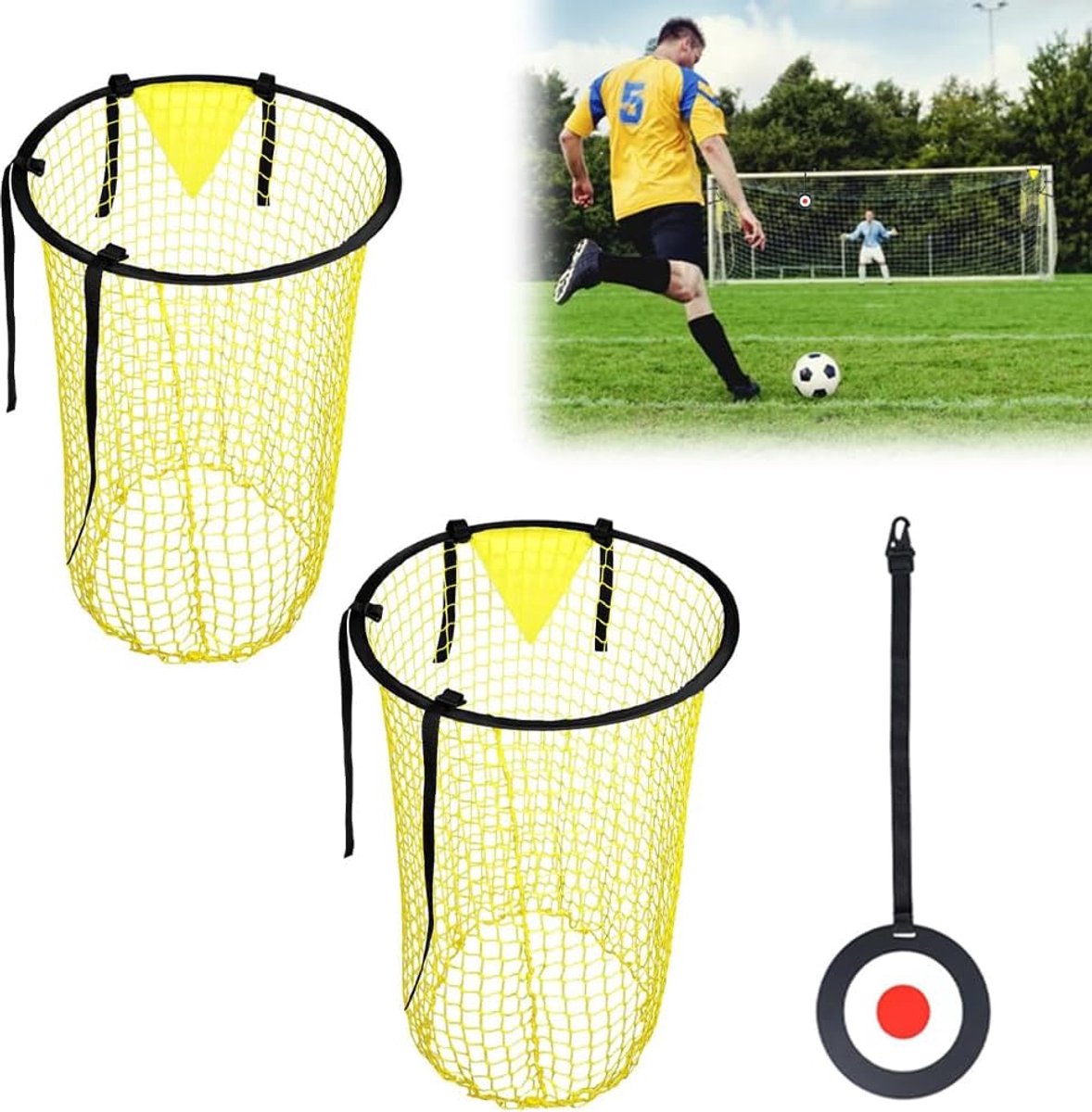 Voetbal Doel Netten - Trainingsaccessoires - Schietprecisie Verbeteren - Snelle Installatie - 46x50cm - Geel